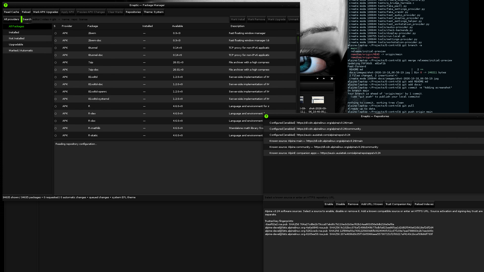 Enaptic package list and repository manager, recorded during development
