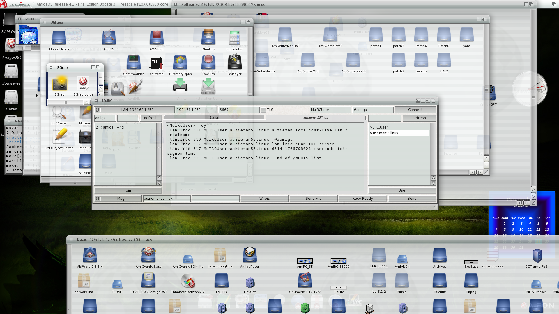 MuIRC running on AmigaOS-style desktop